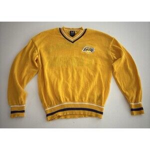 Los Angeles Lakers Sweater Men Small Yellow Purple Ultra Game NBA Basketball Y2K